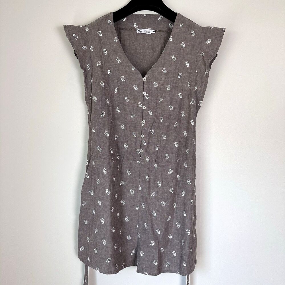 Carve Designs Jumper Womens Small Brown Nellie Linen Flutter Floral One Piece